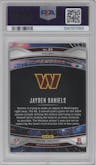 Jayden Daniels from the 2024 Panini Prizm set featuring a Green Prizm parallel graded by PSA and given an overall grade of 10.