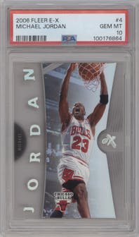 Michael Jordan from the 2006-07 Fleer E-X set graded by PSA and given an overall grade of 10.