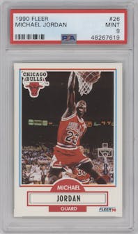 Michael Jordan from the 1990-91 Fleer set graded by PSA and given an overall grade of 9.