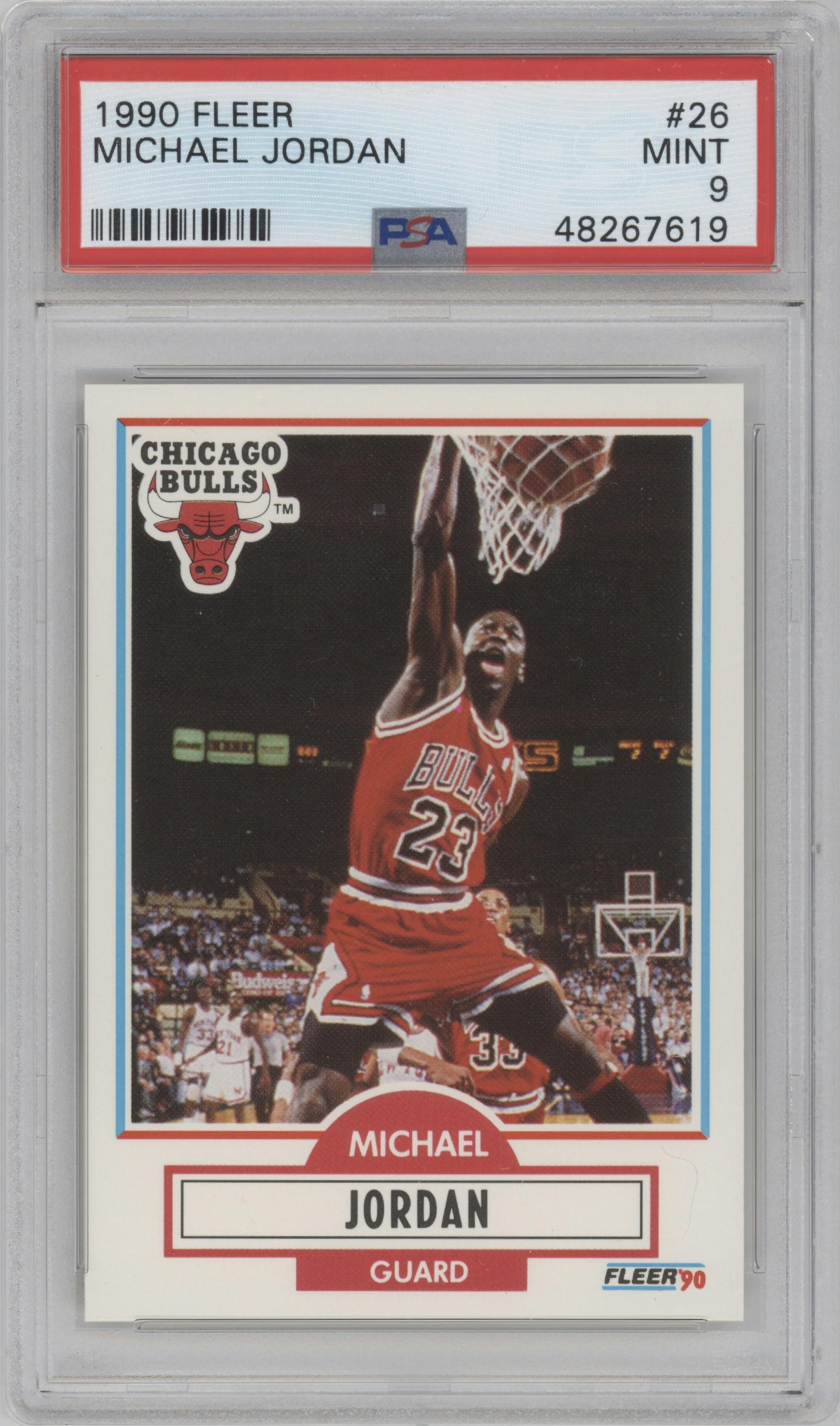 Michael Jordan from the 1990-91 Fleer set graded by PSA and given an overall grade of 9.