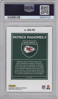 Patrick Mahomes II from the 2023 Donruss Optic set graded by PSA and given an overall grade of 10.