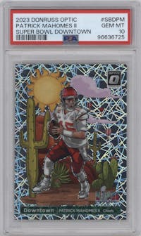 Patrick Mahomes II from the 2023 Donruss Optic set graded by PSA and given an overall grade of 10.