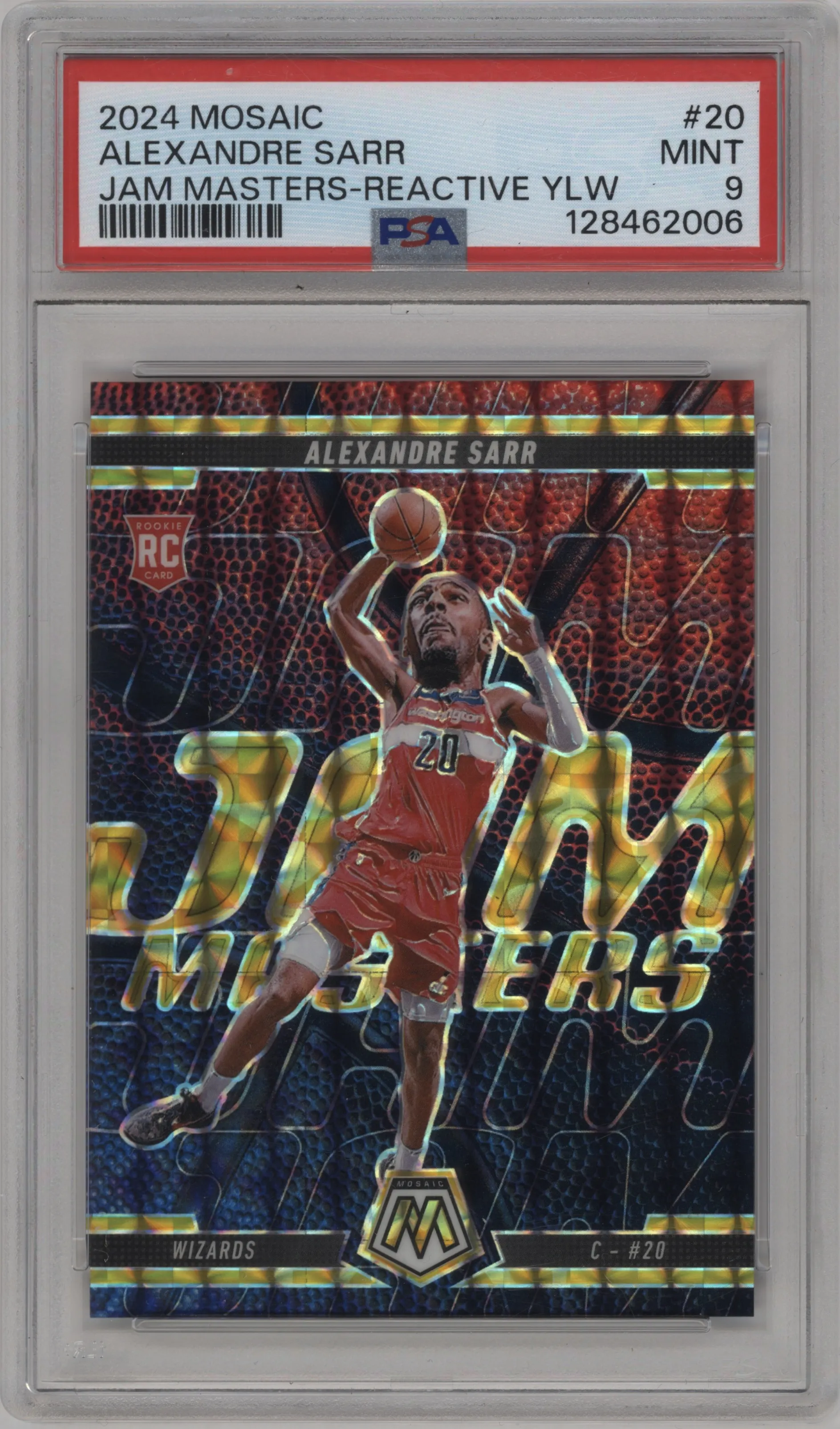 2024 Panini Mosaic Jam Masters Alexandre Sarr Mosaic Reactive Yellow #20 PSA 9
