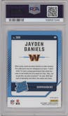Jayden Daniels from the 2024 Donruss set featuring a Pink parallel graded by PSA and given an overall grade of 10.