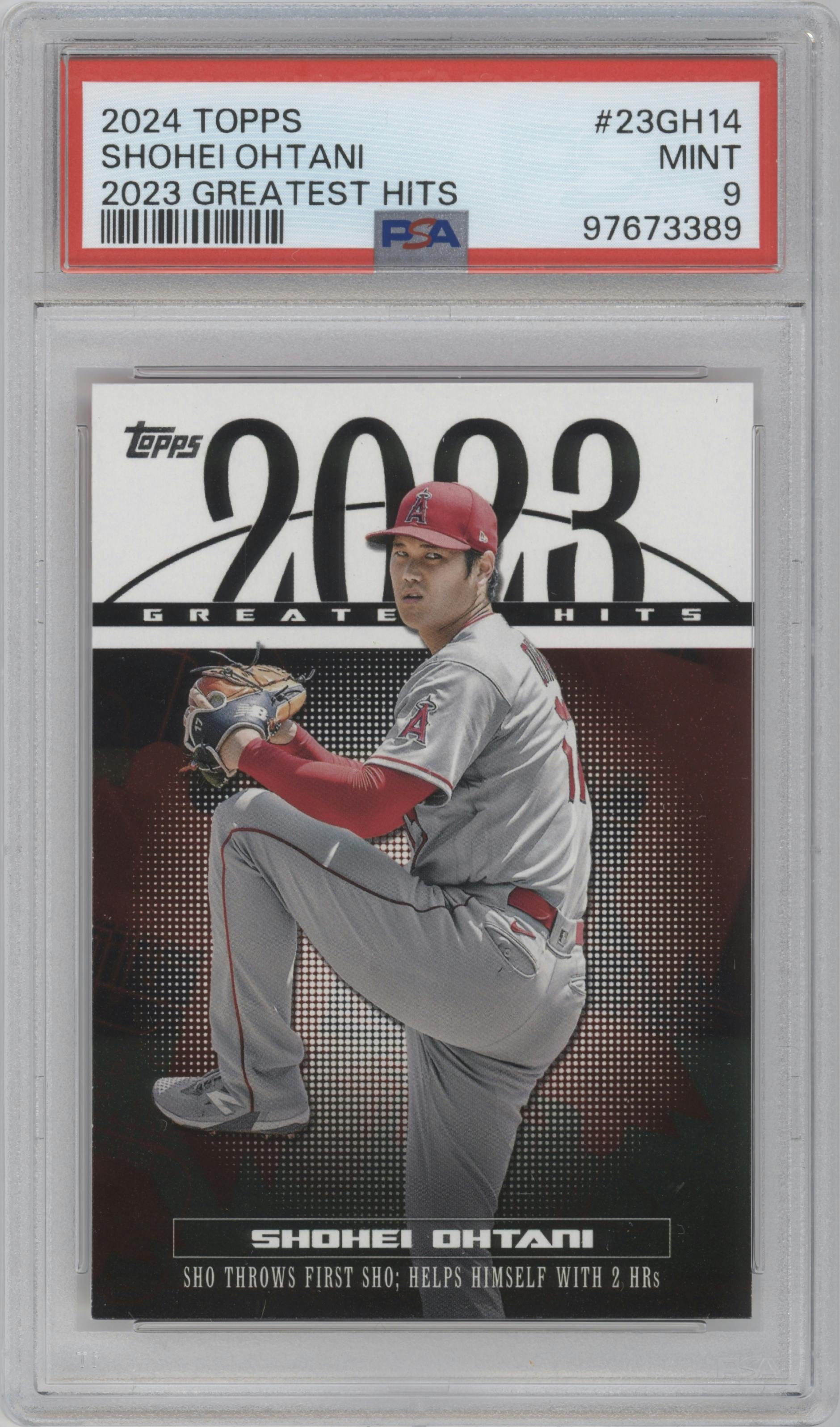 Shohei Ohtani from the 2024 Topps  set graded by PSA and given an overall grade of 9.
