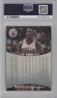 Michael Jordan from the 1998-99 SkyBox Molten Metal set graded by PSA and given an overall grade of 6.