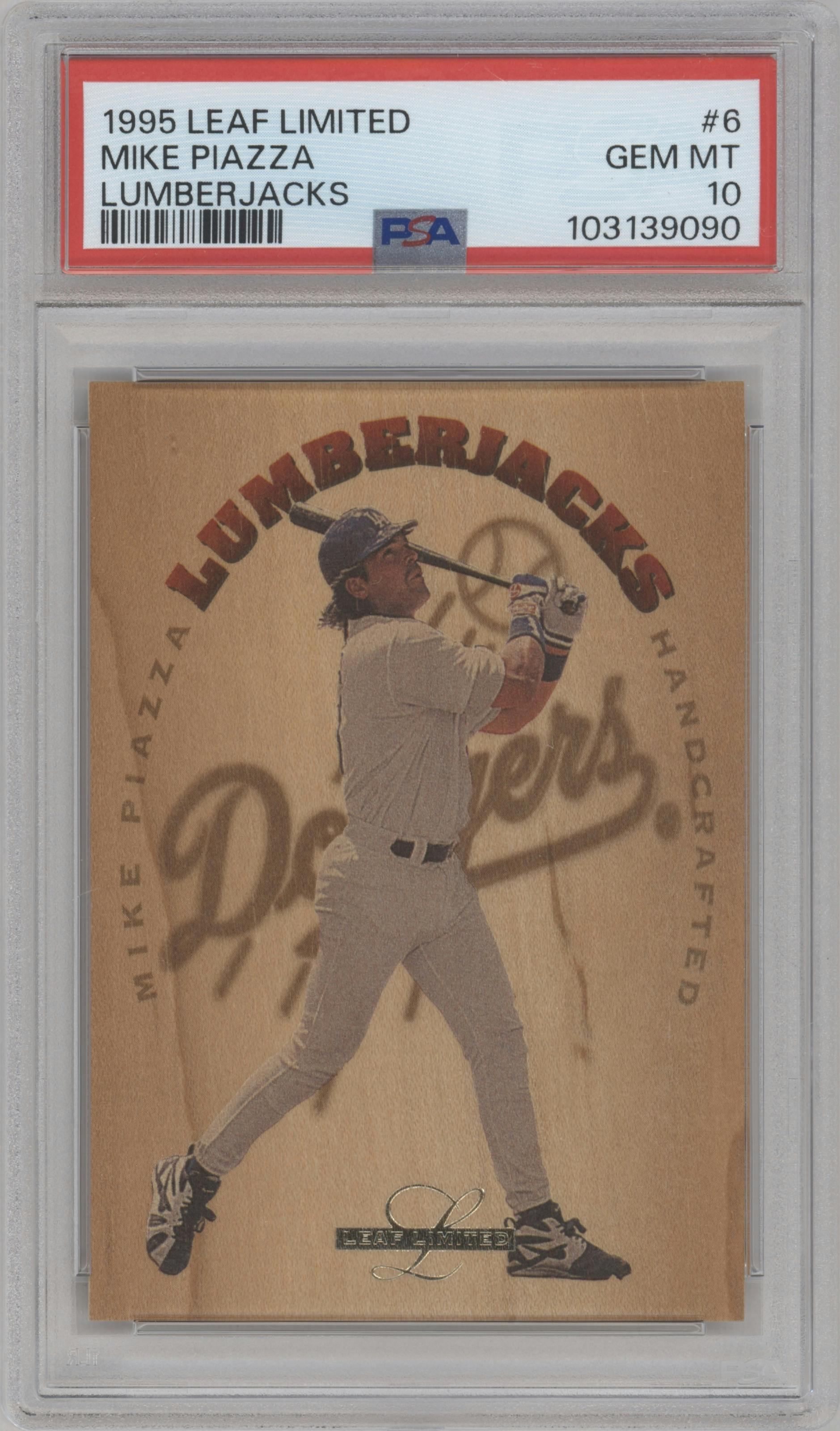 Mike Piazza from the 1995 Leaf Limited set graded by PSA and given an overall grade of 10.