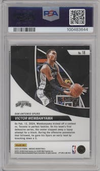 Victor Wembanyama from the 2023-24 Panini Mosaic set featuring a Green Mosaic parallel graded by PSA and given an overall grade of 9.