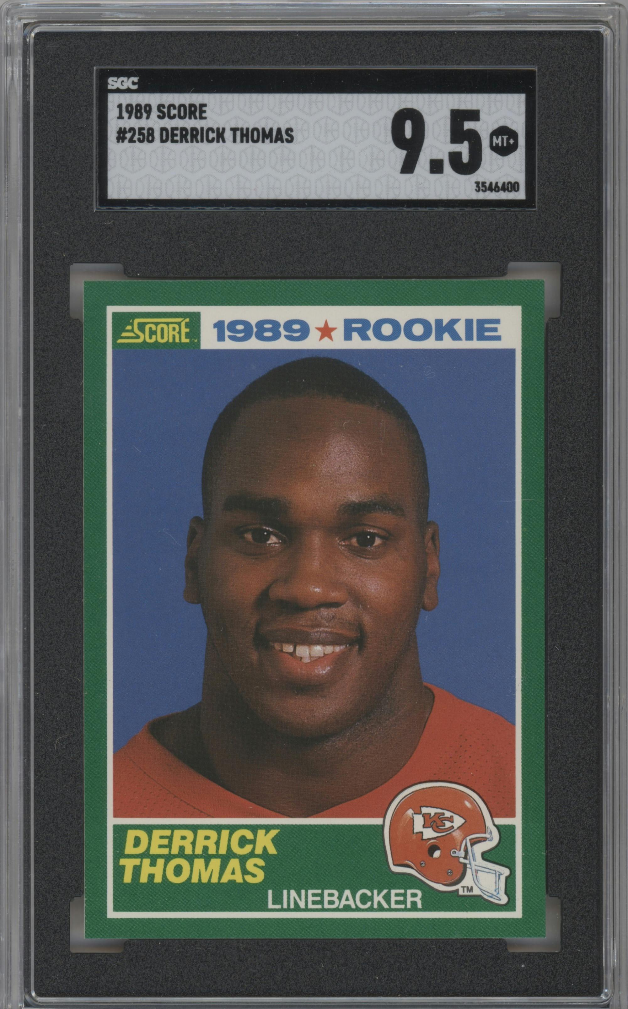 Derrick Thomas from the 1989 Score set graded by SGC and given an overall grade of 9.5.
