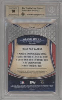 Aaron Judge from the 2017 Topps Five Star set graded by Beckett and given an overall grade of 9.5.