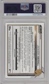 Jackson Merrill from the 2021 Bowman Draft set featuring a Refractor parallel graded by PSA and given an overall grade of 10.