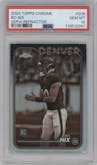 Bo Nix from the 2024 Topps Chrome set featuring a Sepia Refractor parallel graded by PSA and given an overall grade of 10.