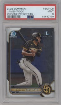 James Wood from the 2022 Bowman set graded by PSA and given an overall grade of 9.