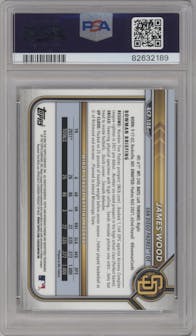 James Wood from the 2022 Bowman set graded by PSA and given an overall grade of 9.