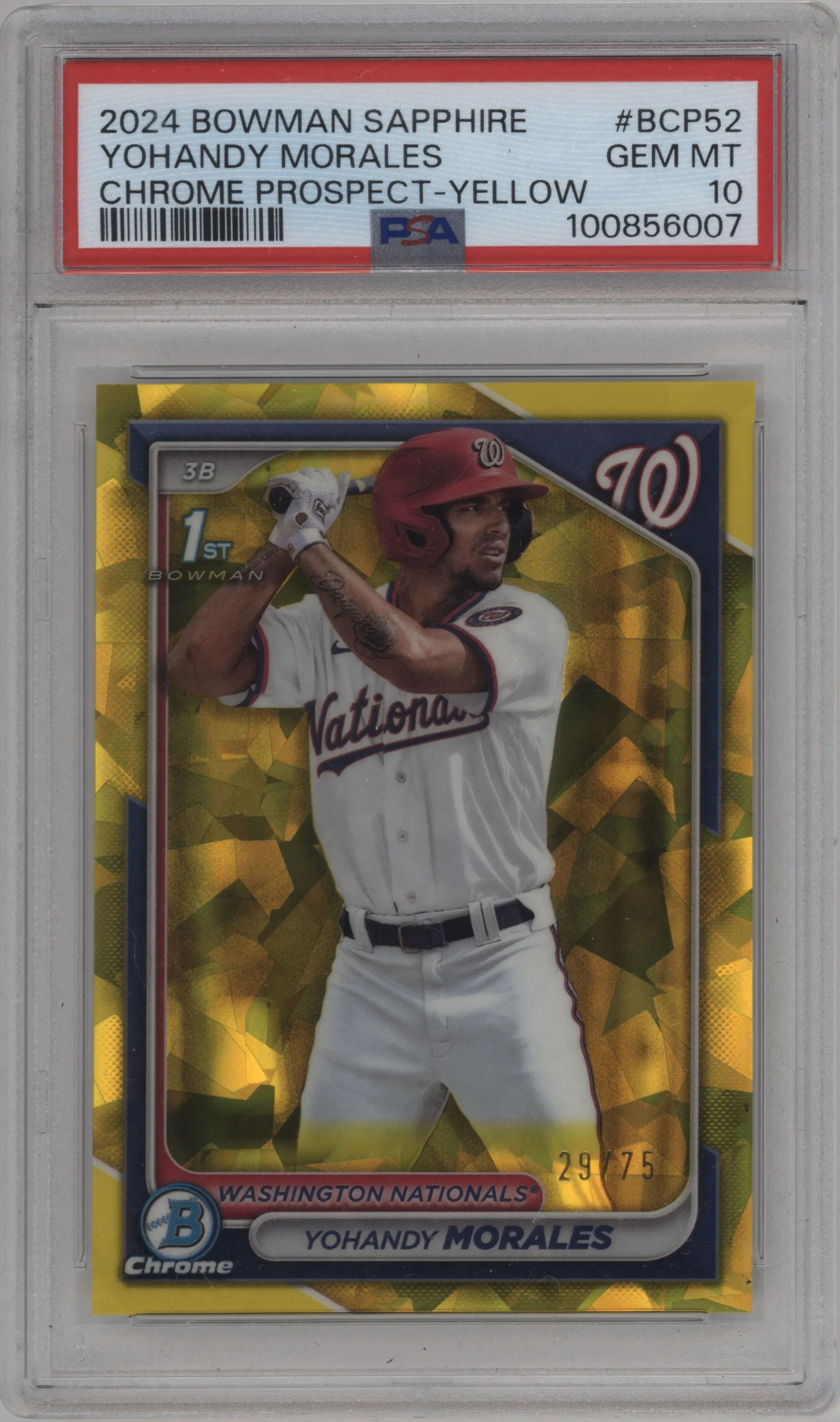 2024 Bowman Sapphire Edition Yohandy Morales Yellow #BCP-52 PSA 10