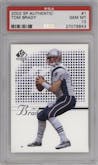 Tom Brady from the 2002 Upper Deck SP Authentic  set graded by PSA and given an overall grade of 10.