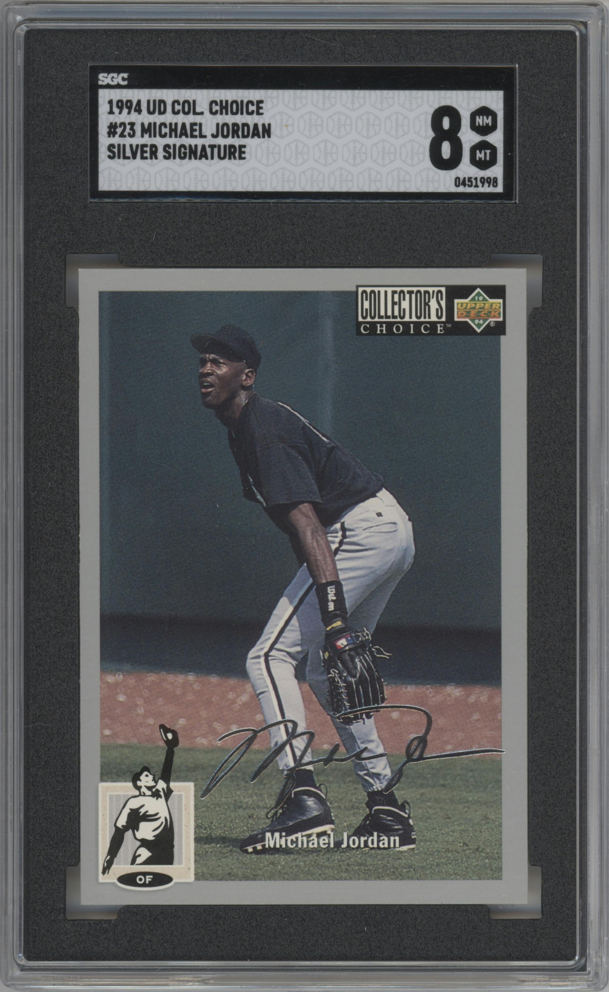  Michael Jordan from the 1994-95 Upper Deck Collector's Choice set featuring a Silver Sig. parallel graded by SGC and given an overall grade of 8.