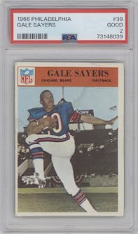 Gale Sayers from the 1966 Philadelphia set graded by PSA and given an overall grade of 2.