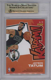 Jayson Tatum from the 2024-25 Panini Revolution set graded by Beckett and given an overall grade of 9.5.