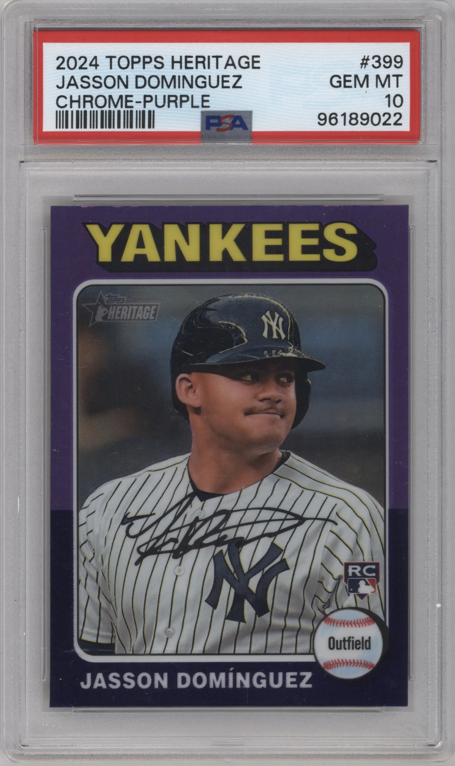 2024 Topps Heritage Jasson Dominguez Chrome Purple Refractor PSA 10