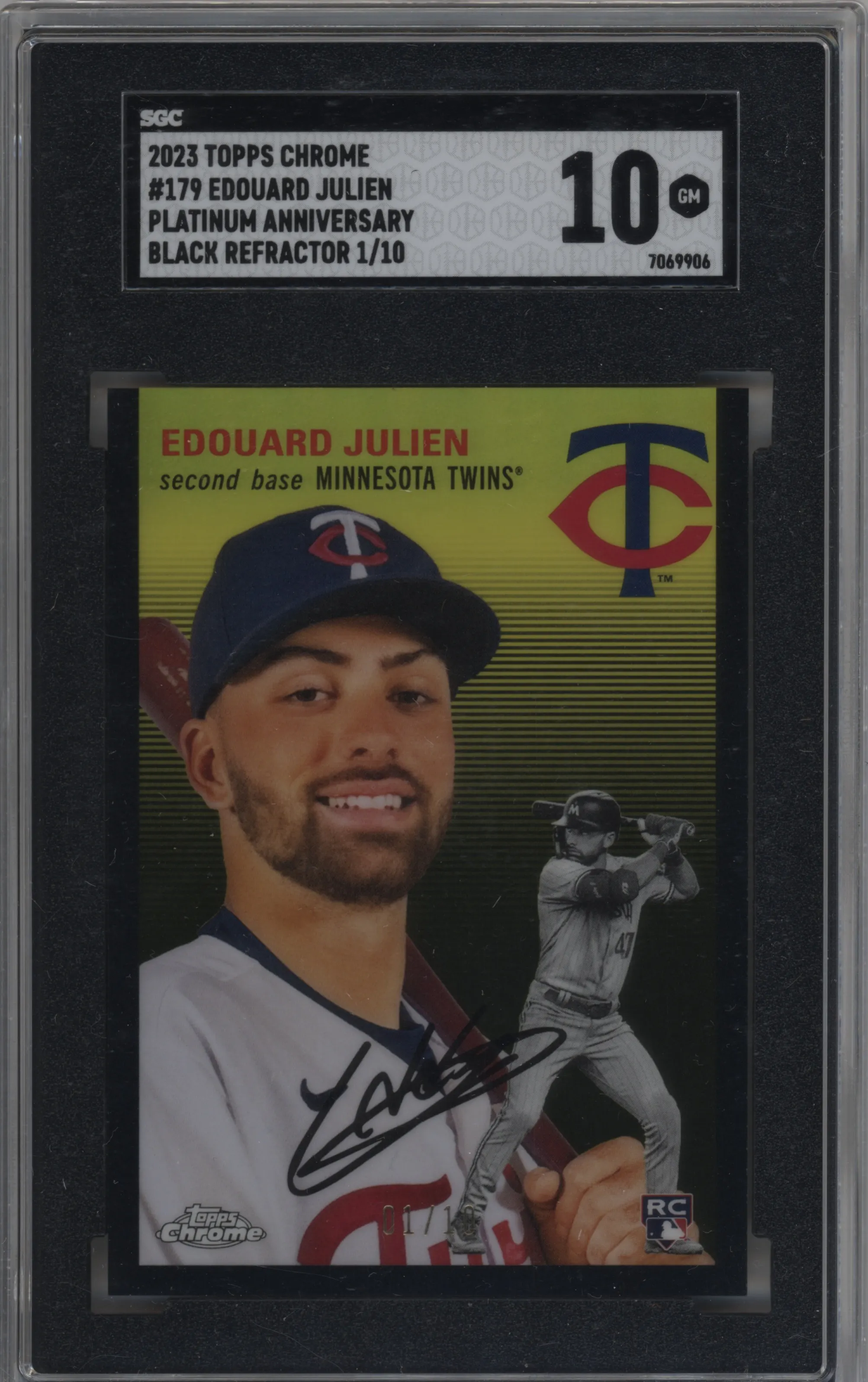 2023 Topps Chrome Platinum Anniversary Edouard Julien Black Refractor SGC 10