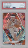 Devin Booker from the 2023-24 Panini Phoenix set featuring a Fire and Ice parallel graded by PSA and given an overall grade of 10.