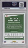 Patrick Mahomes II from the 2020 Panini Donruss set graded by PSA and given an overall grade of 10.