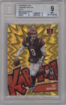 Joe Burrow from the 2024 Panini Absolute set featuring a Gold parallel graded by Beckett and given an overall grade of 9.