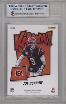  Joe Burrow from the 2024 Panini Absolute set featuring a Gold parallel graded by Beckett and given an overall grade of 9.