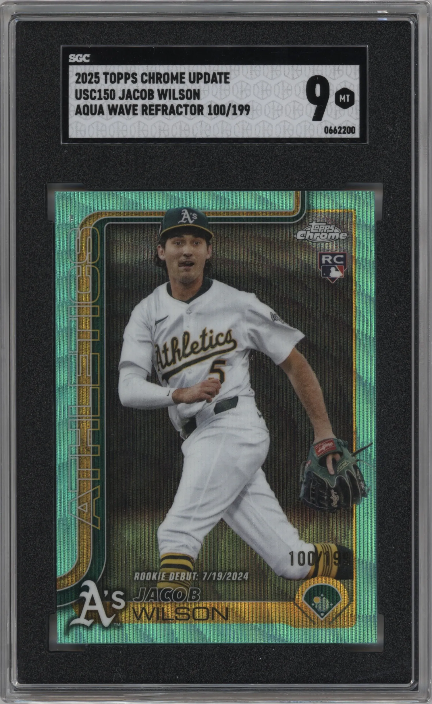 2025 Topps Chrome Update Jacob Wilson Aqua Wave Refractor SGC 9