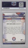 Wyatt Langford from the 2023 Bowman's Best set featuring a Refractor parallel graded by PSA and given an overall grade of 10.