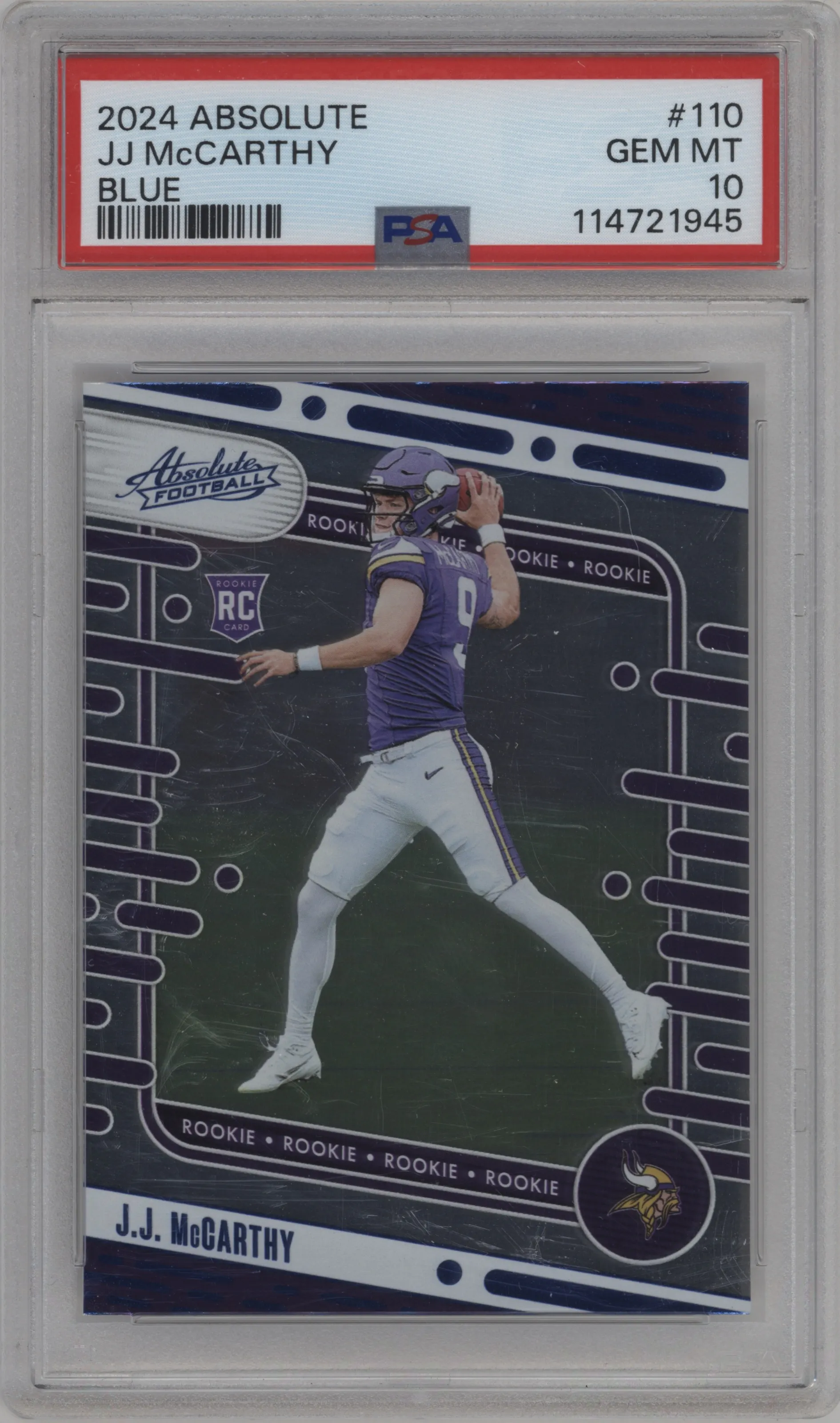 2024 Panini Absolute J.J. McCarthy Blue PSA 10