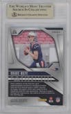 Drake Maye from the 2024 Panini Prizm set featuring a Neon Green Pulsar  parallel graded by Beckett and given an overall grade of 9.5.