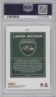 Lamar Jackson from the 2024 Donruss Optic set graded by PSA and given an overall grade of 9.