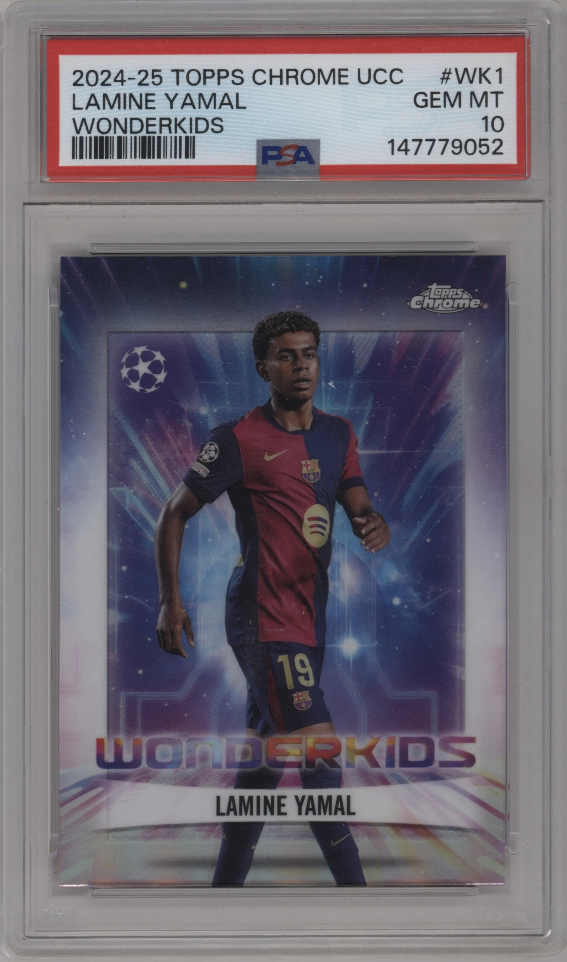 2024 Topps Chrome UEFA Club Competitions Wonderkids Lamine Yamal PSA 10
