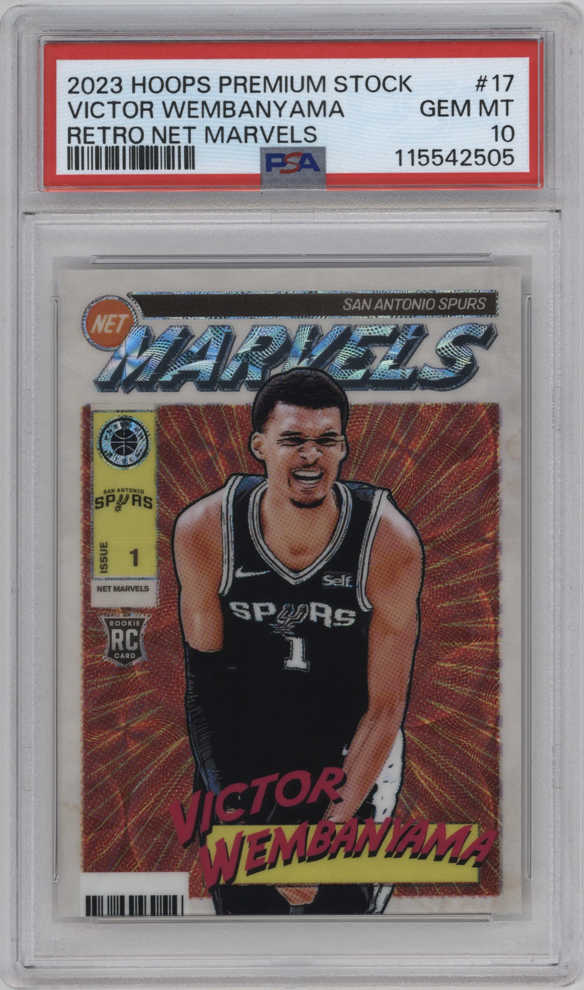 2023 Panini Hoops Premium Stock Retro Net Marvels Prem. Victor Wembanyama PSA 10