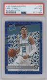 LaMelo Ball from the 2020-21 Panini Donruss Optic set featuring a Blue Velocity  parallel graded by PSA and given an overall grade of 10.