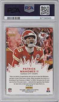 Patrick Mahomes II from the 2022 Panini Donruss Optic set graded by PSA and given an overall grade of 10.