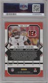 Ja'Marr Chase from the 2021 Panini Obsidian set featuring a Electric Etch Orange parallel graded by PSA and given an overall grade of 9.