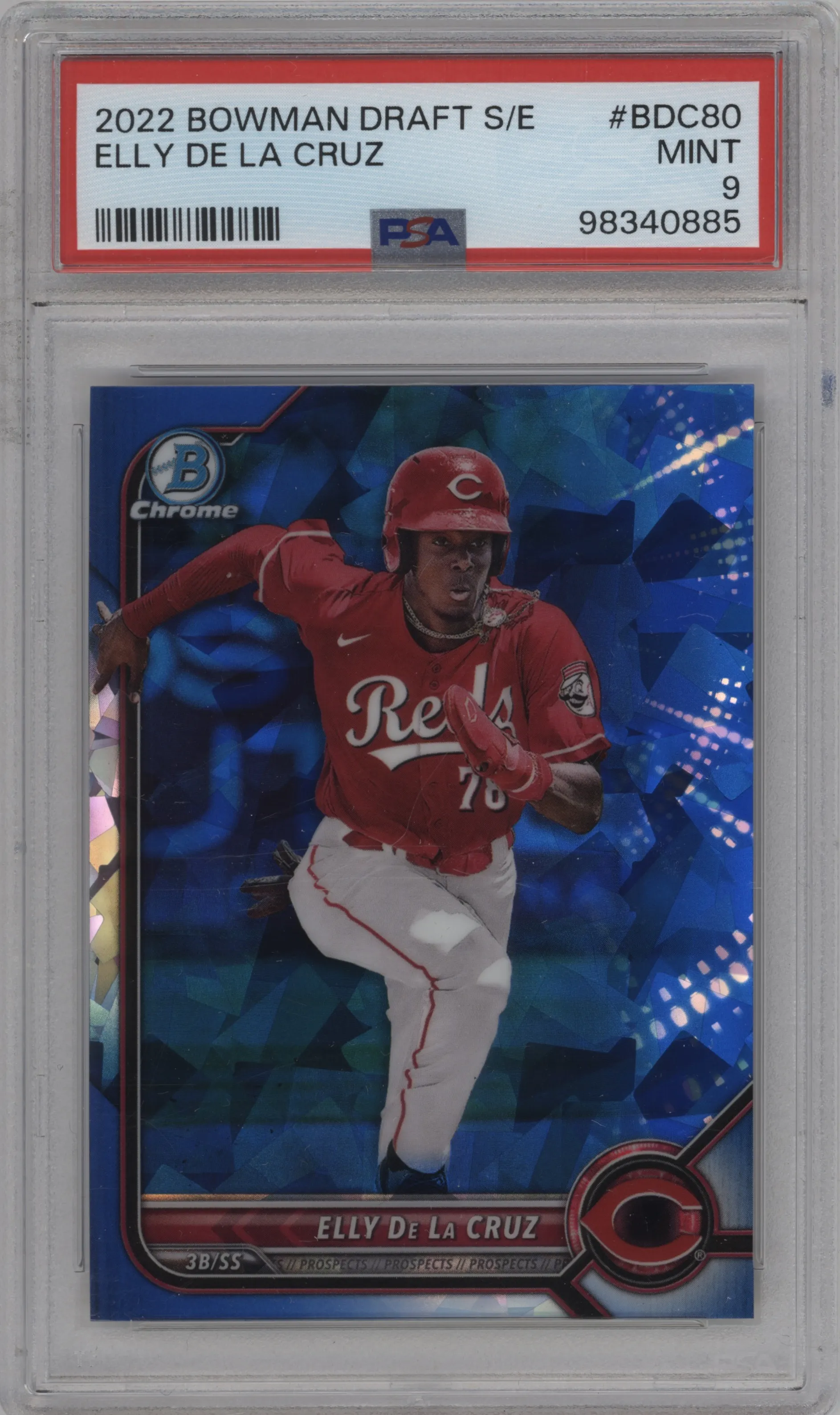 2022 Bowman Draft Sapphire Edition Chrome Elly De La Cruz PSA 9