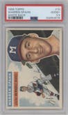 Warren Spahn from the 1956 Topps set featuring a White Back parallel graded by PSA and given an overall grade of 2.5.