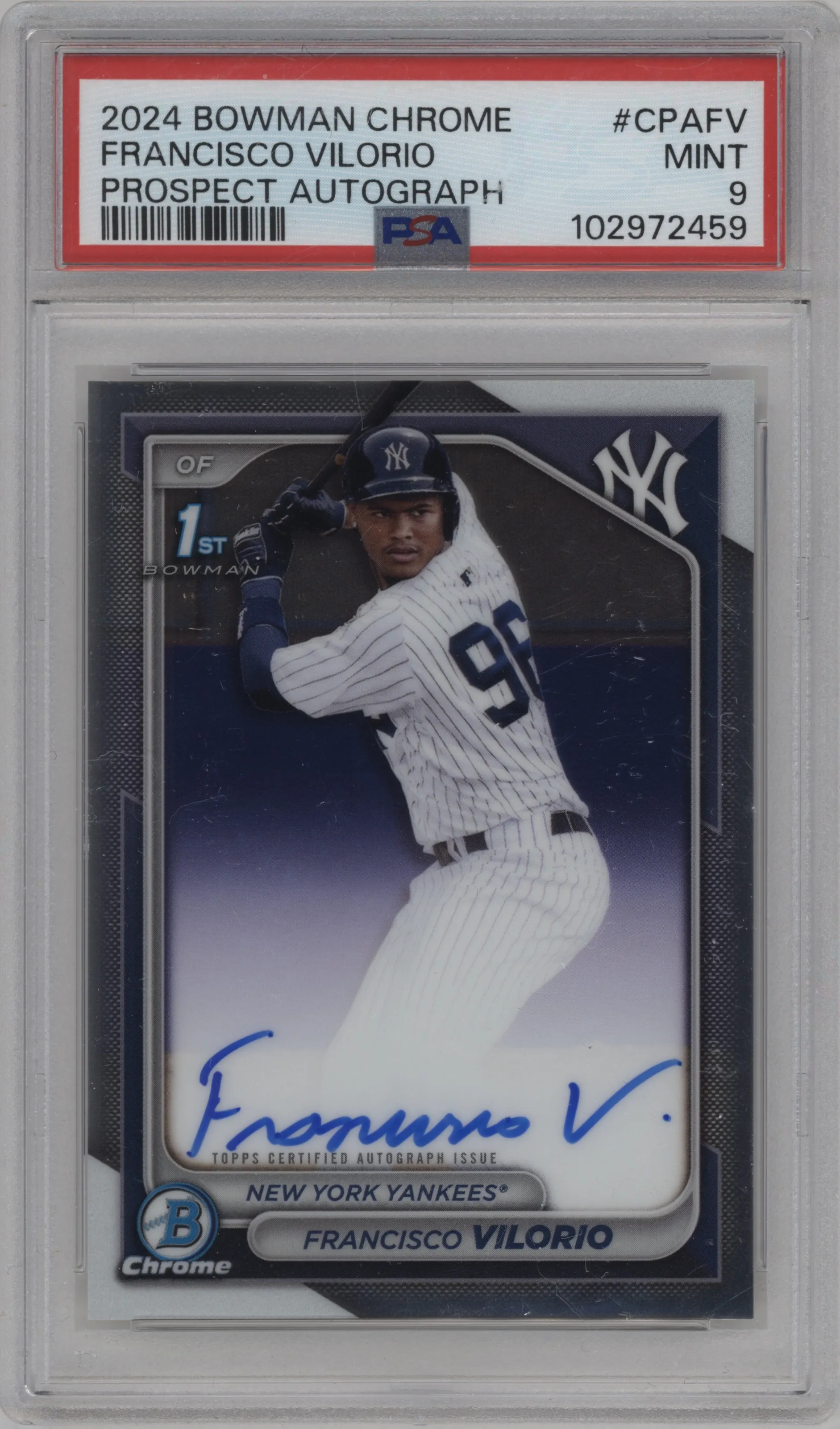 2024 Bowman Chrome Chr.Pros.Auto Francisco Vilorio PSA 9
