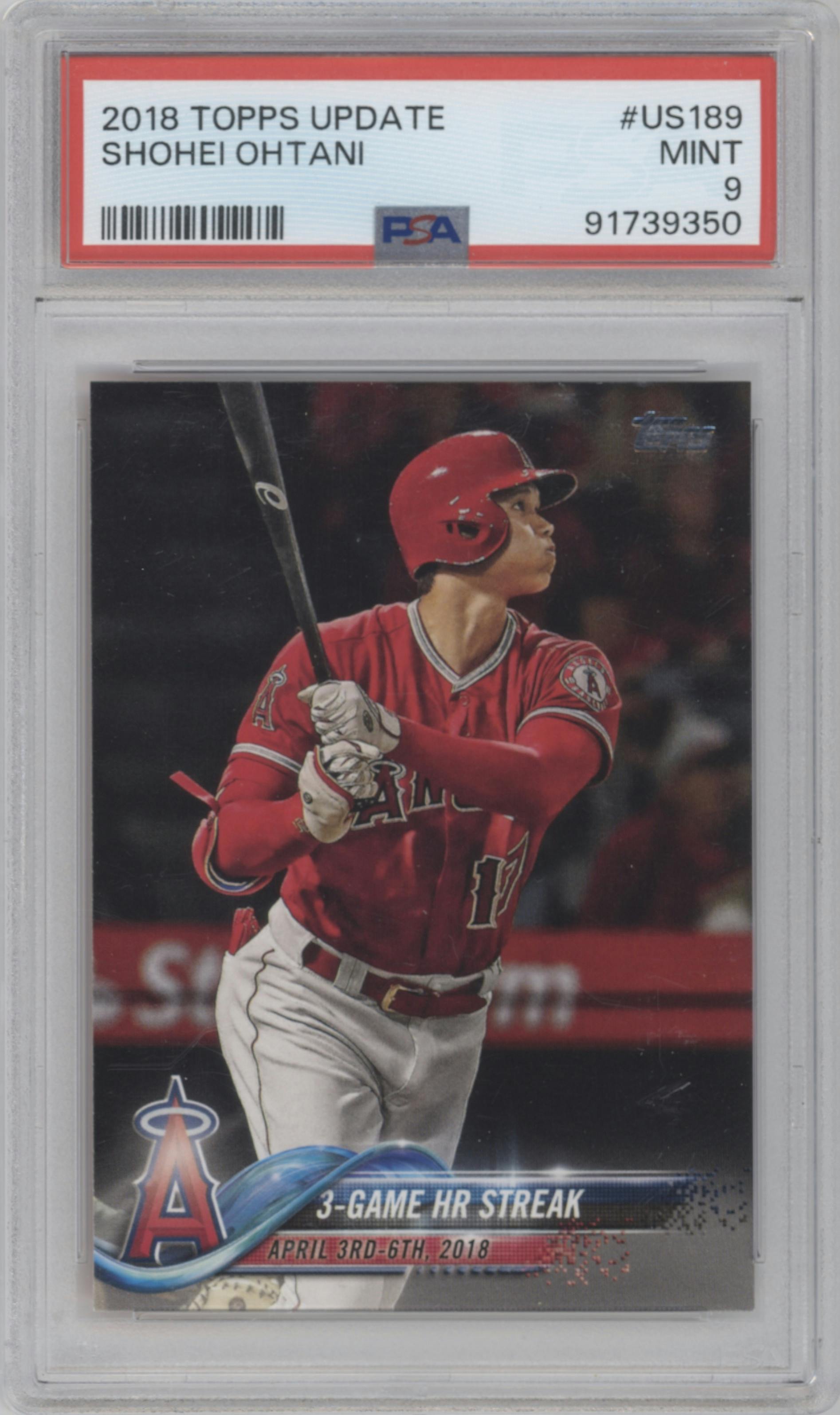 Shohei Ohtani from the 2018 Topps Update set graded by PSA and given an overall grade of 9.