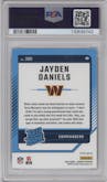 Jayden Daniels from the 2024 Donruss set featuring a Red Wave parallel graded by PSA and given an overall grade of 9.