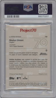 Shohei Ohtani from the 2021-22 Topps Project70 set graded by PSA and given an overall grade of 8.