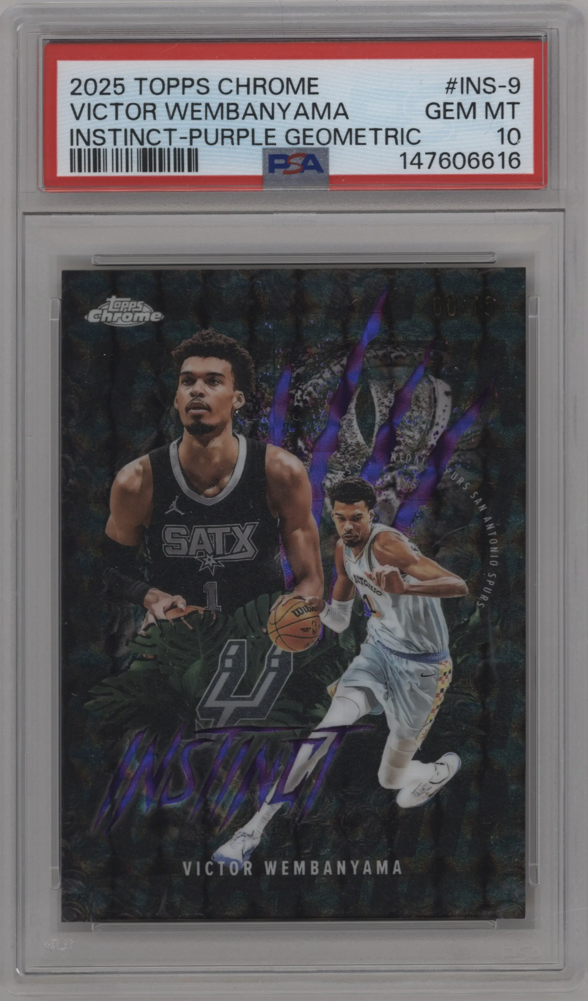 2025 Topps Chrome Instinct Victor Wembanyama Purple Geometric Refractor #INS-9 PSA 10