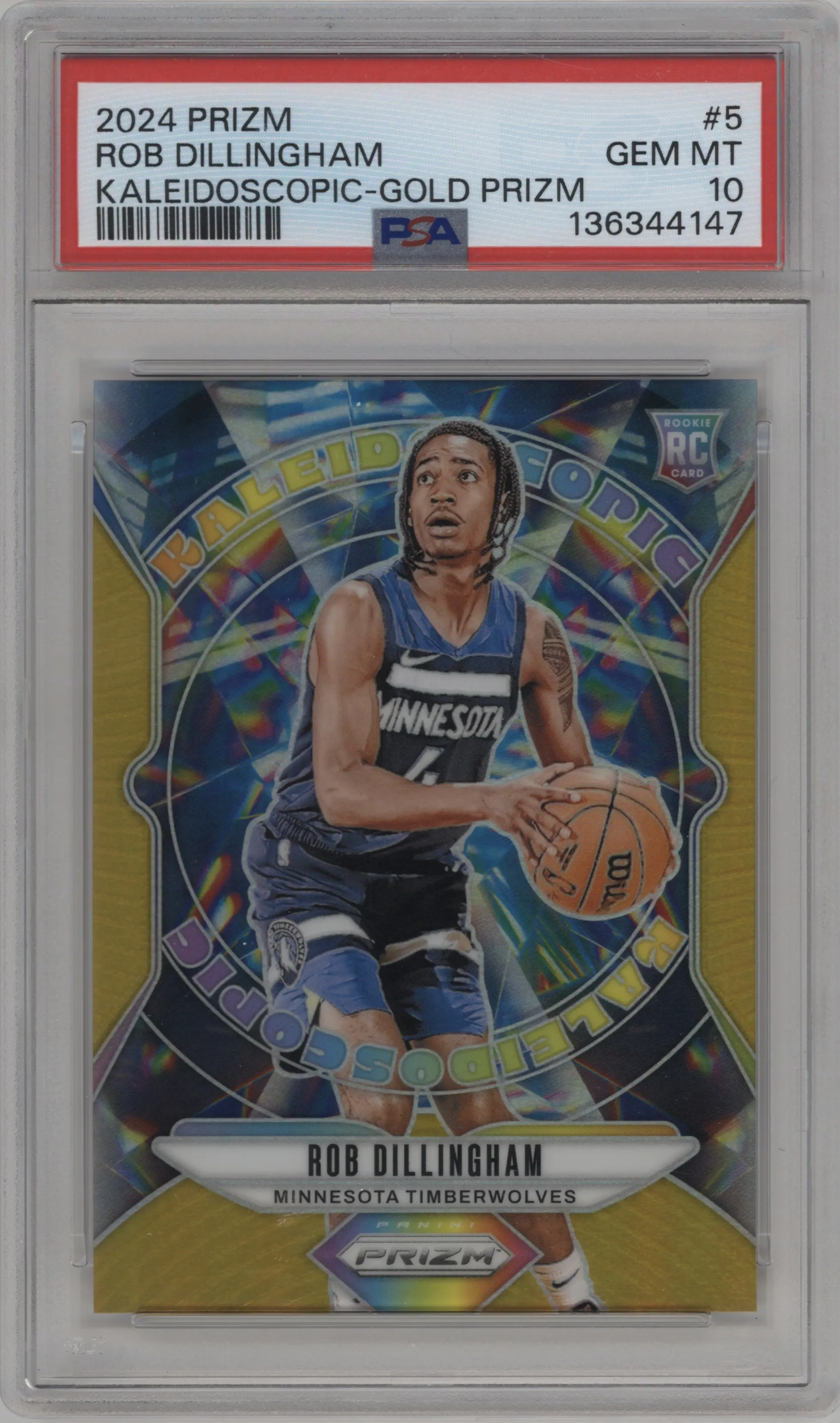 2024 Panini Prizm Kaleidoscopic Rob Dillingham Gold Prizm #5 PSA 10