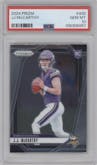 J.J. McCarthy from the 2024 Panini Prizm set graded by PSA and given an overall grade of 10.