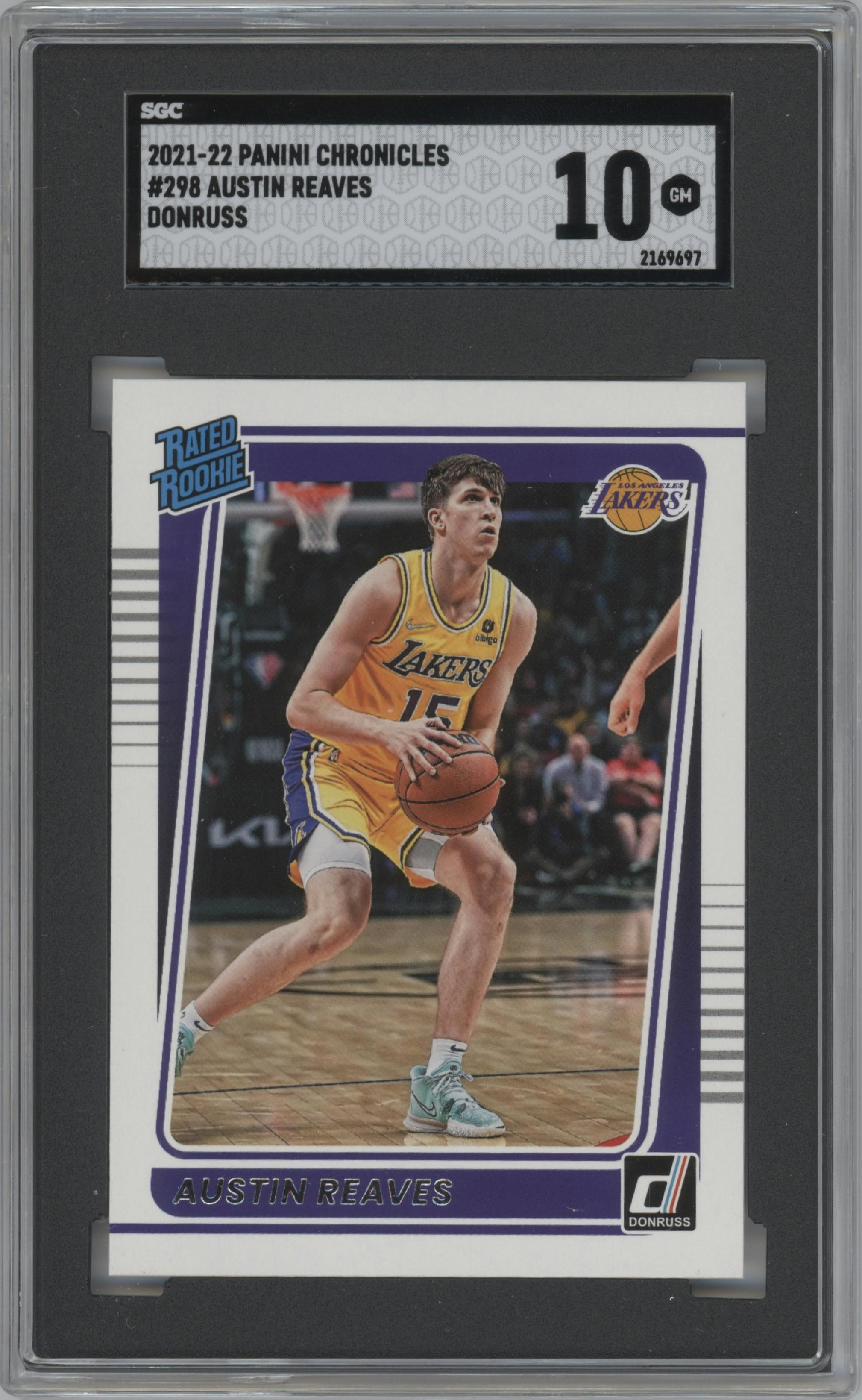 Austin Reaves from the 2021-22 Panini Chronicles set graded by SGC and given an overall grade of 10.