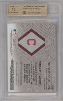 Francisco Lindor from the 2014 Bowman Platinum set graded by Beckett and given an overall grade of 9.5.